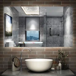 AICA Sanitaire Miroir de salle de bain LED, 120x70cm, mémoire + dimmable + anti-buée, IP44, 6000K blanc,