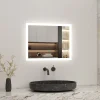 AICA Sanitaire Miroir de salle de bain LED intégrée avec anti-buée 80x60cm Horizontal/Vertical Blanc froid,
