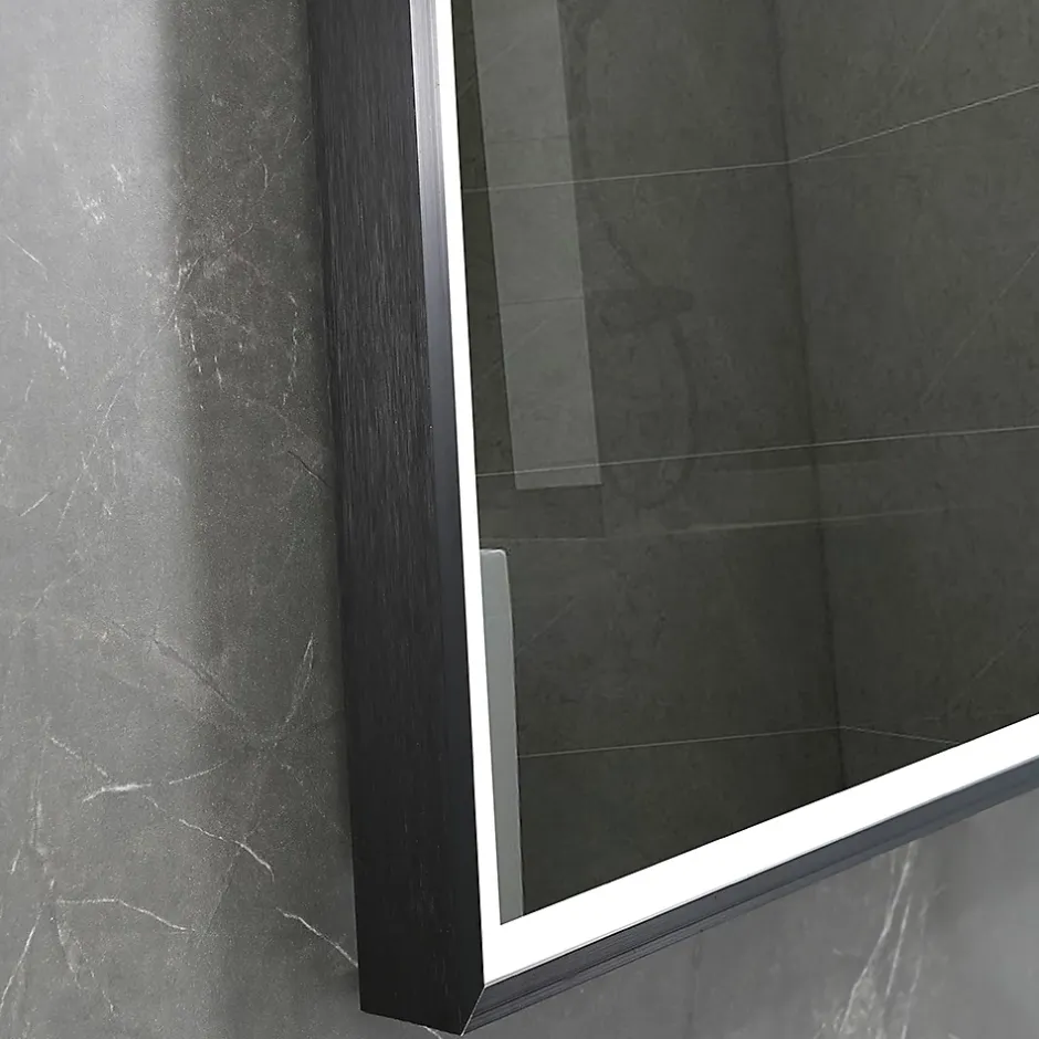 Luxury Bain Miroir de salle de bain LED 120x60cm anti buée, luminosité variable avec cadre en aluminium noir LuxuryBain* Miroir Lumineux