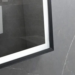 Luxury Bain Miroir de salle de bain LED 120x60cm anti buée, luminosité variable avec cadre en aluminium noir LuxuryBain* Miroir Lumineux