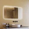 Artforma Miroir de salle de bain lumineux - - Forme arrondie - 120x70cm - LED Dual + Interrupteur tactile