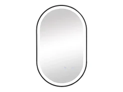 Vente-unique Miroir de salle de bain lumineux ovale anti buée avec contour noir - 60 x 90 cm - ALARICO
