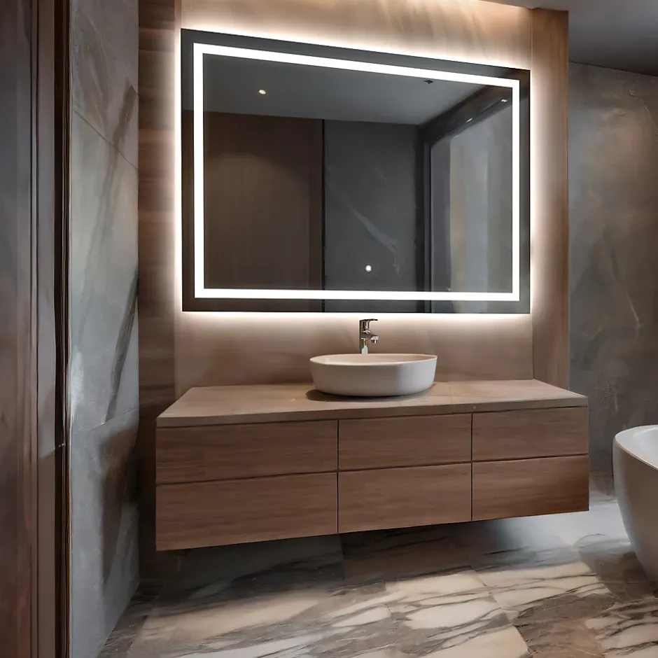 Artforma Miroir de Salle de Bain LED - Bella, 120x90 cm, LED Lumineux Miroir, Blanc Froid 7000K, Interrupteur Tactile* Miroir Lumineux