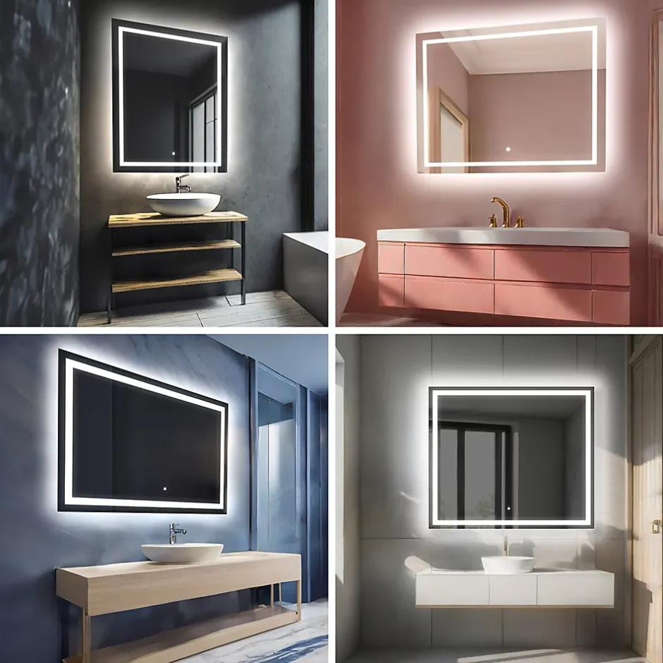Artforma Miroir de Salle de Bain LED - Bella, 120x90 cm, LED Lumineux Miroir, Blanc Froid 7000K, Interrupteur Tactile* Miroir Lumineux
