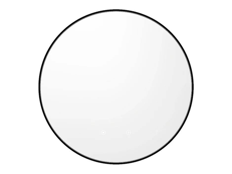 Vente-unique Miroir de salle de bain lumineux rond anti buée avec contour noir - D60 cm - PEONIA* Miroir Simple