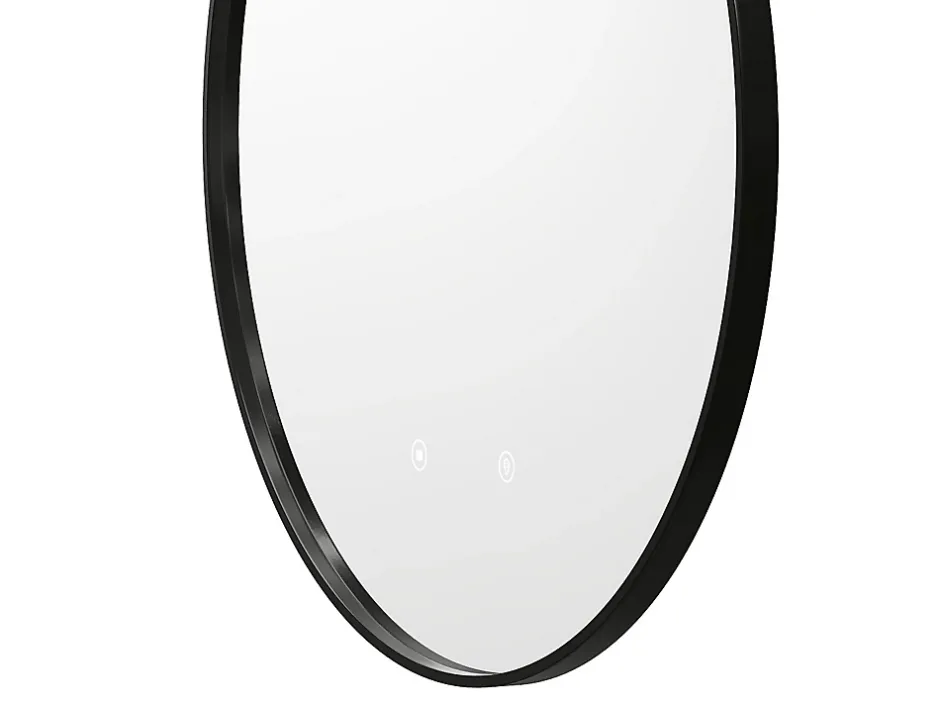 Vente-unique Miroir de salle de bain lumineux rond anti buée avec contour noir - D60 cm - PEONIA* Miroir Simple
