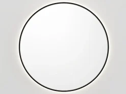 Vente-unique Miroir de salle de bain lumineux rond anti buée avec contour noir - D60 cm - PEONIA* Miroir Simple