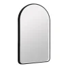 Vente-unique Miroir de salle de bain lumineux en arche anti-buée avec bouton tactile - Contour noir mat - 50 x 90 cm - VIANORIA* Miroir Simple