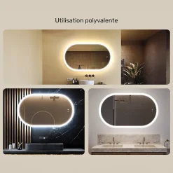 Artforma Miroir de salle de bain lumineux - - Ovale - 120x70cm - LED Dual + interrupteur tactile + anti-buée* Miroir Lumineux