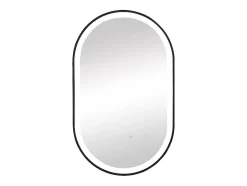 Vente-unique Miroir de salle de bain lumineux ovale anti buée avec contour noir - 50 x 80 cm - ALARICO* Miroir Simple