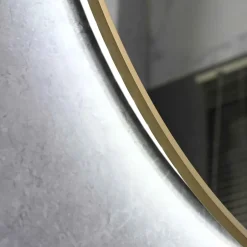 Luxury Bain Miroir de salle de bain LED 60cm rond anti buée avec cadre en aluminium doré, or LuxuryBain* Miroir Lumineux