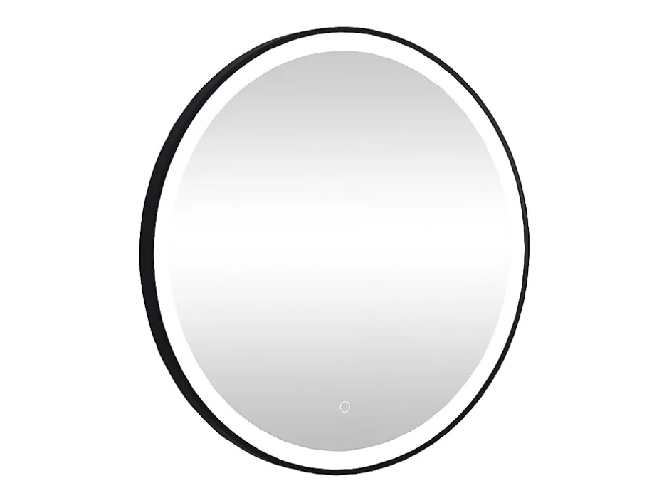 Vente-unique Miroir de salle de bain lumineux rond noir avec Leds - D. 80 cm - NUMEA