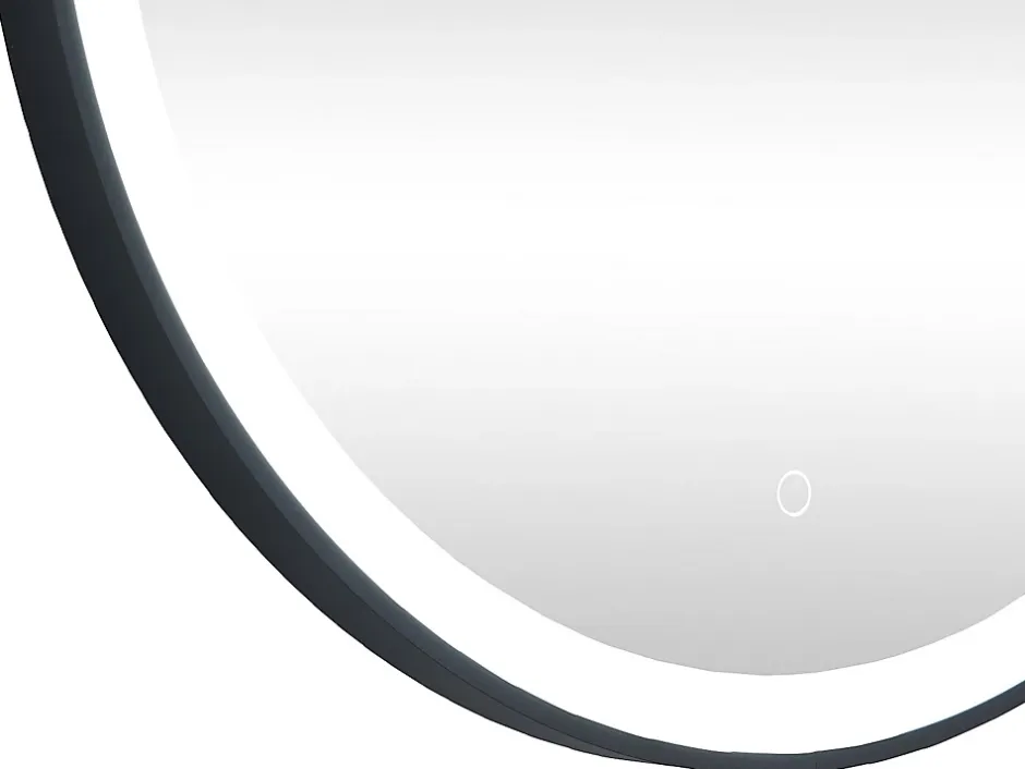 Vente-unique Miroir de salle de bain lumineux rond noir avec Leds - D. 80 cm - NUMEA