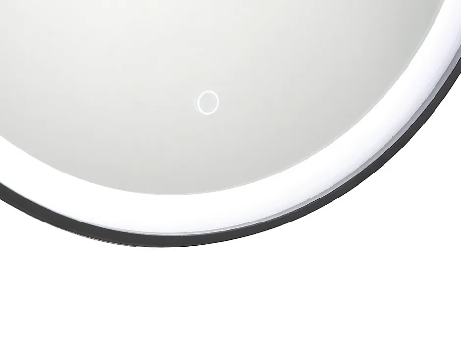 Vente-unique Miroir de salle de bain lumineux rond noir avec Leds - D. 80 cm - NUMEA