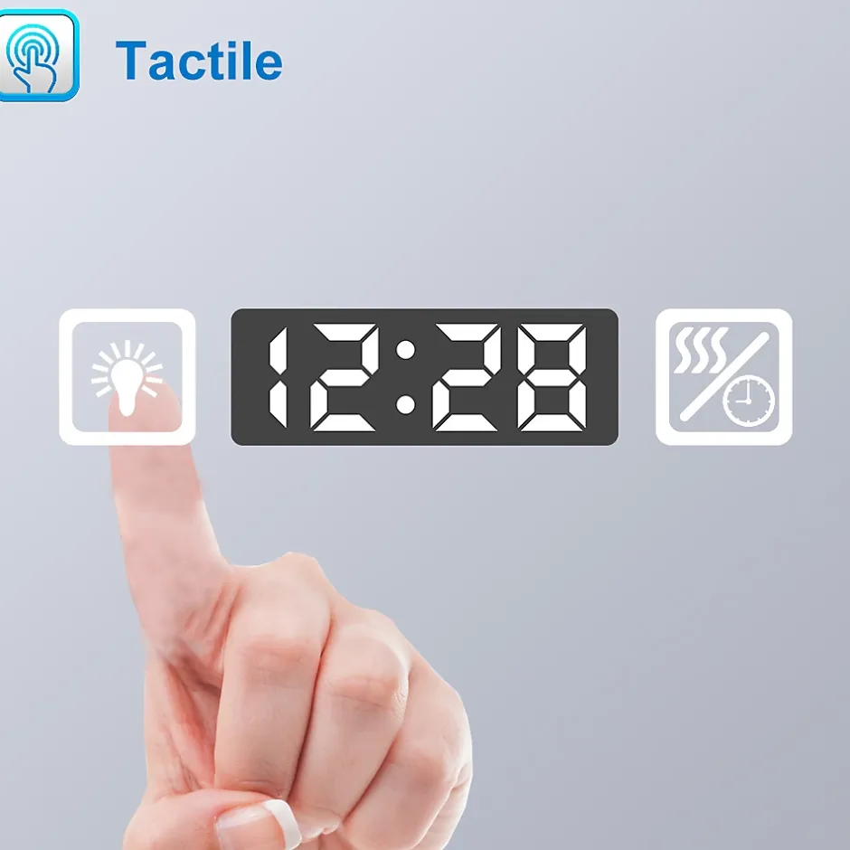 AICA Sanitaire Miroir de salle de bain LED avec bluetooth et horloge, 100x60cm, Tri-color, anti-buée,* Miroir Lumineux