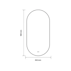 Luxury Bain Miroir de salle de bain LED 45x90cm ovale anti buée avec cadre en aluminium doré, or LuxuryBain* Miroir Lumineux