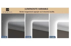 Luxury Bain Miroir de salle de bain LED 60x80cm à luminosité variable rectangulaire LuxuryBain* Miroir Lumineux