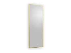 Vente-unique Miroir de salle de bain lumineux rectangulaire anti-buée avec bouton tactile - Contour doré - 50 x 150 cm - ORINELIA