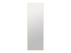 Vente-unique Miroir de salle de bain lumineux rectangulaire anti-buée avec bouton tactile - Contour doré - 50 x 150 cm - ORINELIA