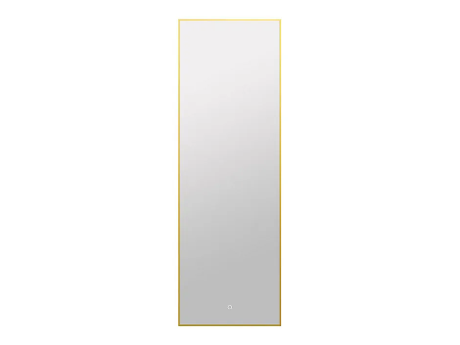 Vente-unique Miroir de salle de bain lumineux rectangulaire anti-buée avec bouton tactile - Contour doré - 50 x 150 cm - ORINELIA