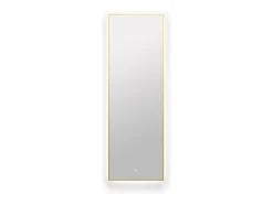 Vente-unique Miroir de salle de bain lumineux rectangulaire anti-buée avec bouton tactile - Contour doré - 50 x 150 cm - ORINELIA