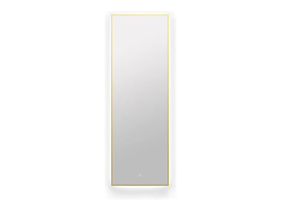 Vente-unique Miroir de salle de bain lumineux rectangulaire anti-buée avec bouton tactile - Contour doré - 50 x 150 cm - ORINELIA