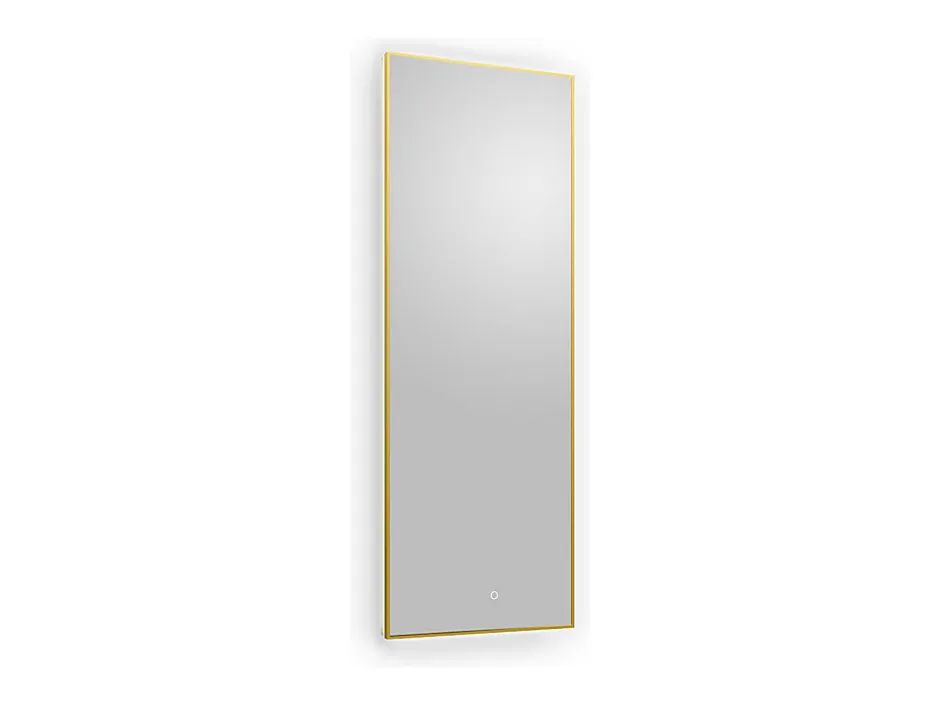 Vente-unique Miroir de salle de bain lumineux rectangulaire anti-buée avec bouton tactile - Contour doré - 50 x 150 cm - ORINELIA
