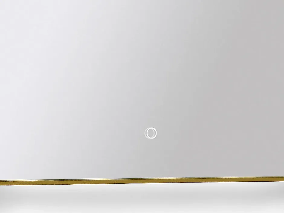 Vente-unique Miroir de salle de bain lumineux rectangulaire anti-buée avec bouton tactile - Contour doré - 50 x 150 cm - ORINELIA