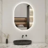 AICA Sanitaire Miroir de salle de bain ovale 50x90 cm, anti-buée + mémoire + dimmable,