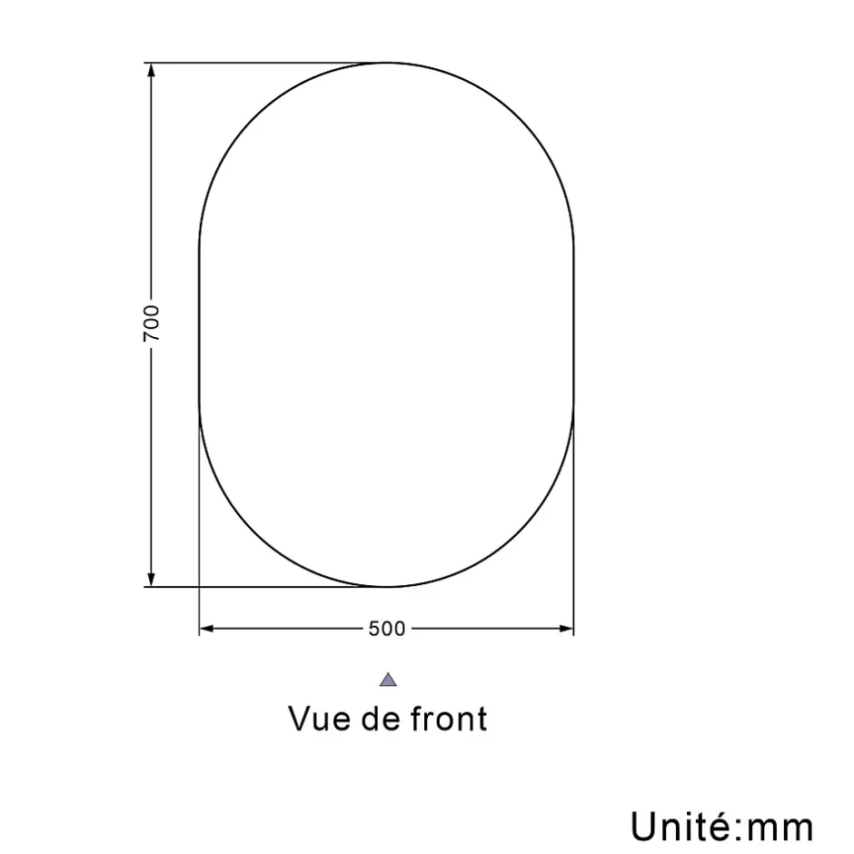 AICA Sanitaire Miroir de salle de bain ovale sans cadre 50x70 cm,* Miroir Simple