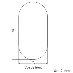 AICA Sanitaire Miroir de salle de bain ovale sans cadre 45x90 cm,