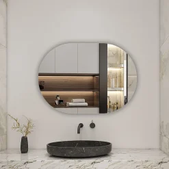 AICA Sanitaire Miroir de salle de bain ovale sans cadre 50x80 cm,* Miroir Simple