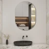 AICA Sanitaire Miroir de salle de bain ovale sans cadre 50x90 cm,