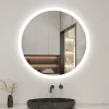 AICA Sanitaire Miroir de salle de bain rond led 60 cm, anti buée Lumière blanche froid 6000K tactile mural,* Miroir Lumineux