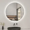 AICA Sanitaire Miroir de salle de bain rond 60x60cm avec Horloge, LED, Tricolore, Anti-Buée,