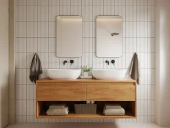 Vente-unique Miroir de salle de bain rectangle contour doré - 50 x 80 cm - DEMETRIA* Miroir Simple