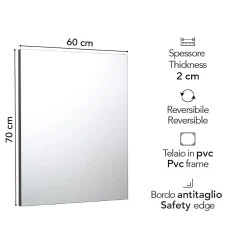 Kiamami Valentina Miroir De Salle De Bain Simple Avec Cadre En Abs Gris 70X60