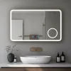 Mon Beau bain Miroir de salle de bain 100x60cm avec horloge digitale et éclairage LED à couleur réglable (2700K/4600K/6500K)