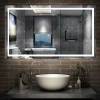 AICA Sanitaire Miroir de salle de bain 120x70cm Tri-color anti-buée LED avec mémoire et lumière gradation,* Miroir Lumineux