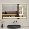 AICA Sanitaire Miroir de salle de bain 120x70cm Tri-color anti-buée LED avec mémoire et lumière gradation,
