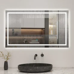 AICA Sanitaire Miroir de salle de bain 120x70cm Tri-color anti-buée LED avec mémoire et lumière gradation,