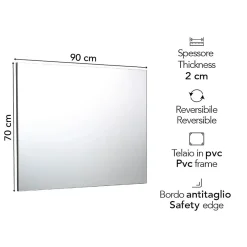 Kiamami Valentina Miroir De Salle De Bain 90X70 Cm Réversible Avec Cadre De Support