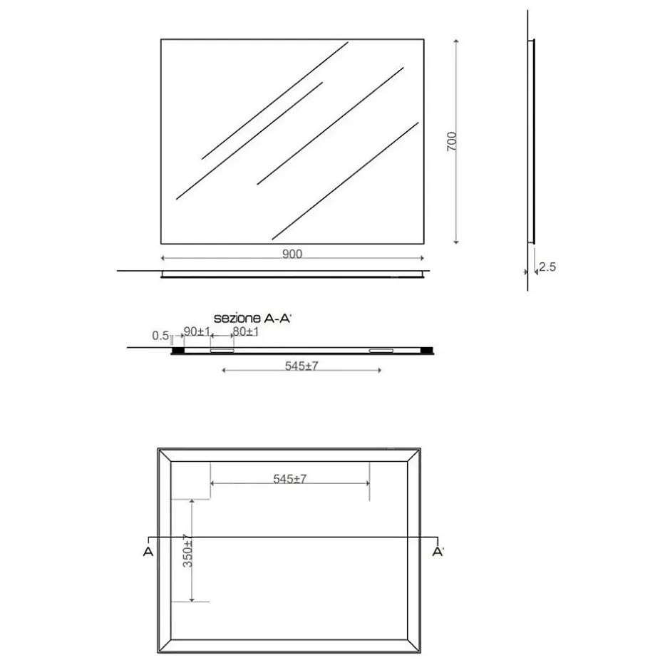 Kiamami Valentina Miroir De Salle De Bain 90X70 Cm Réversible Avec Cadre De Support