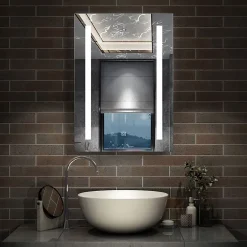 AICA Sanitaire Miroir de salle de bain 60x45cm avec gradation infinie, anti-buée et mémoire, miroir mural,* Miroir Lumineux