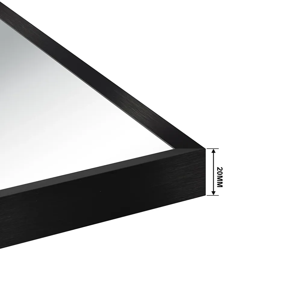 AICA Sanitaire Miroir de salle de bain 80x60cm Cadre carré miroir noir mat suspendu horizontalement et verticalement,