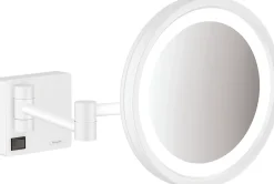 Hansgrohe Miroir de salle de bains lumineux LED grossissant, blanc mat,