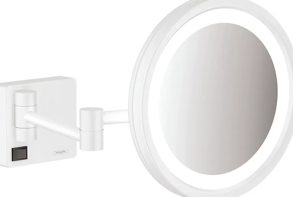 Hansgrohe Miroir de salle de bains lumineux LED grossissant, blanc mat,
