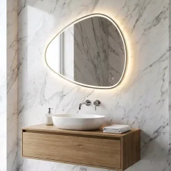 MPGlass Miroir de salle de bains lumineux LED 80 x 120 cm, argenté, Stone