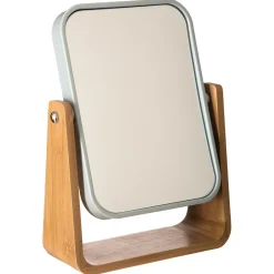 5Five Miroir de salle de bains grossissant pivotant à poser blanc et bambou,