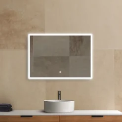MPGlass Miroir de salle de bains lumineux LED rectangulaire l. 100 x H. 70 cm Bishop 2